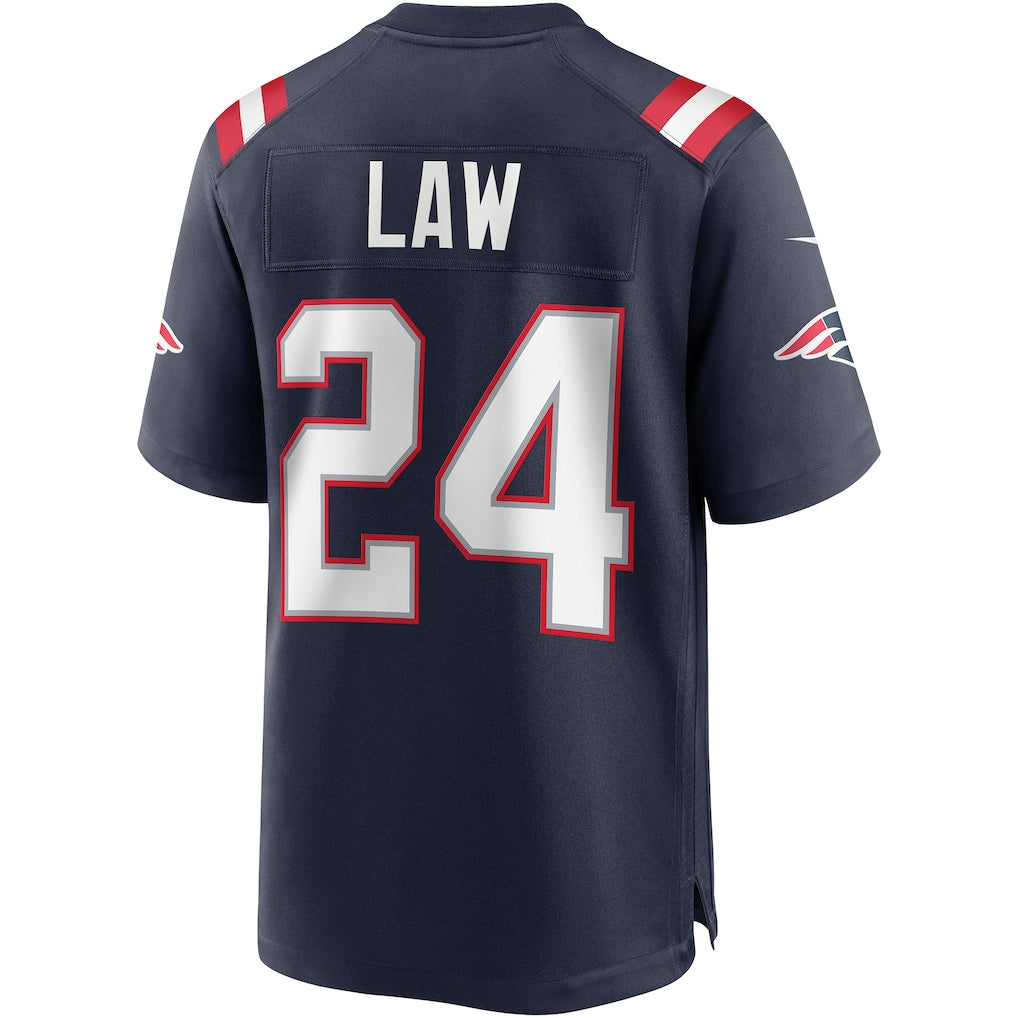 Davalo NE.Patriots #24 Ty Law Navy Game Retired Player Jersey