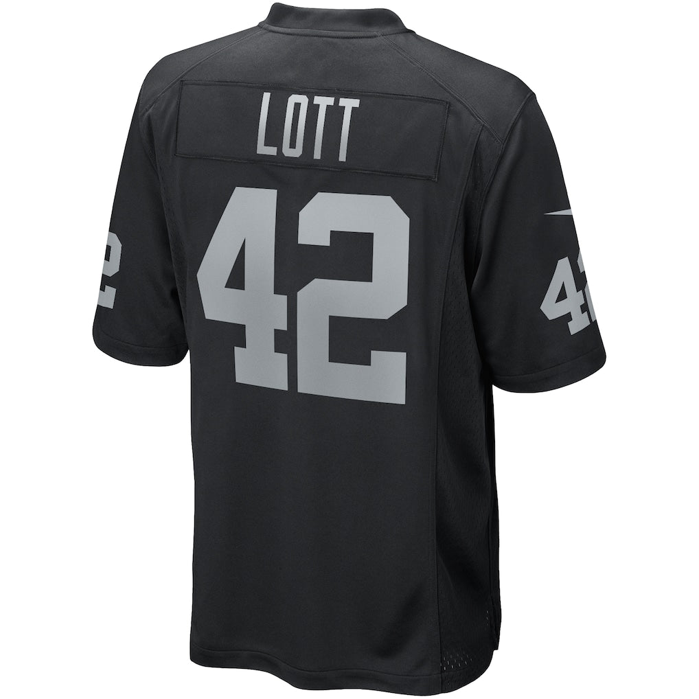 Davalo LV.Raiders #42 Ronnie Lott Black Game Retired Player Jersey