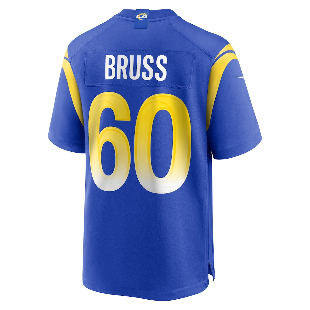 Davalo LA.Rams #60 Logan Bruss Royal Game Player Jersey