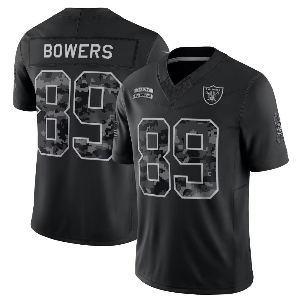 Davalo LV.Raiders #89 Brock Bowers Player Black Limited 2026 Salute to Service Home Game Stitched Jerseys