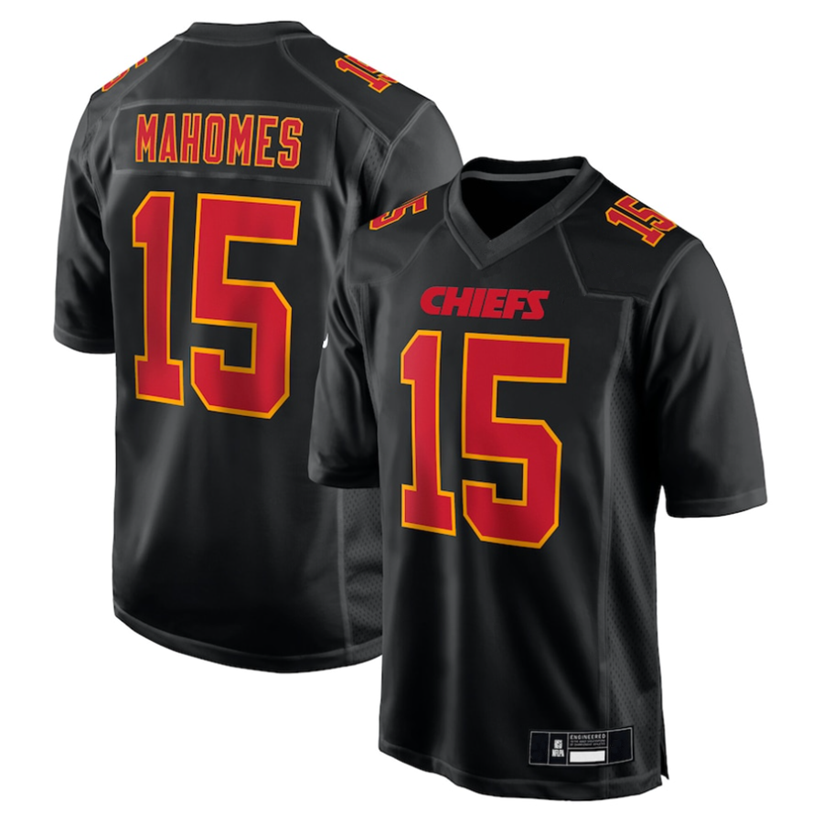 Davalo KC.Chiefs #15 Patrick Mahomes Player Carbon Black Fashion Game Stitched Jerseys