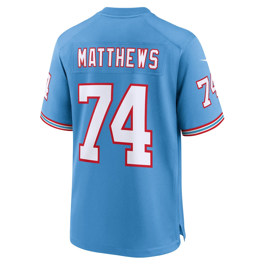 Davalo T.Titans #74 Bruce Matthews Light Blue Retired Player Alternate Game Jersey