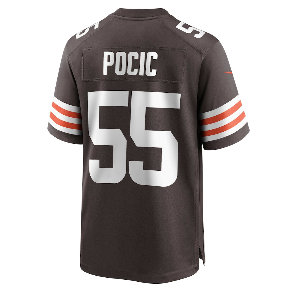 Davalo C.Browns #55 Ethan Pocic Brown Game Jersey
