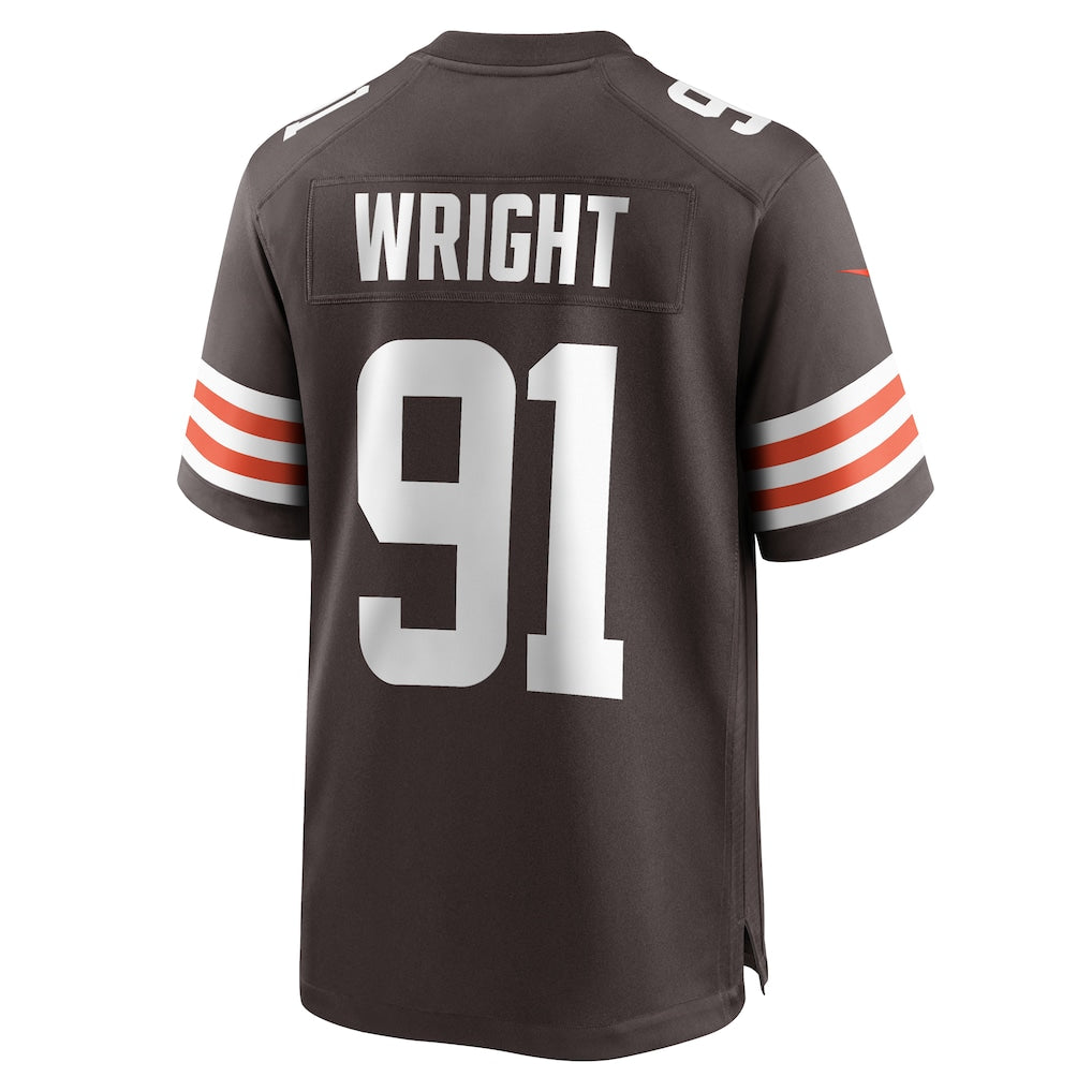 Davalo C.Browns #91 Alex Wright Brown Team Game Jersey