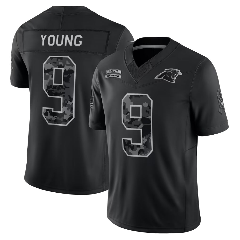 Davalo C.Panthers #9 Bryce Young Player Black Limited 2026 Salute to Service Home Game Stitched Jerseys