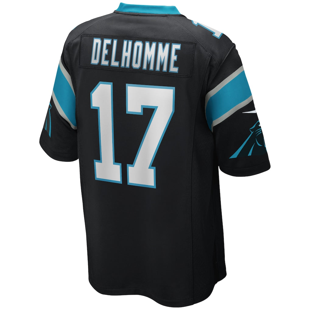 Davalo C.Panthers #17 Jake Delhomme Black Game Retired Player Jersey