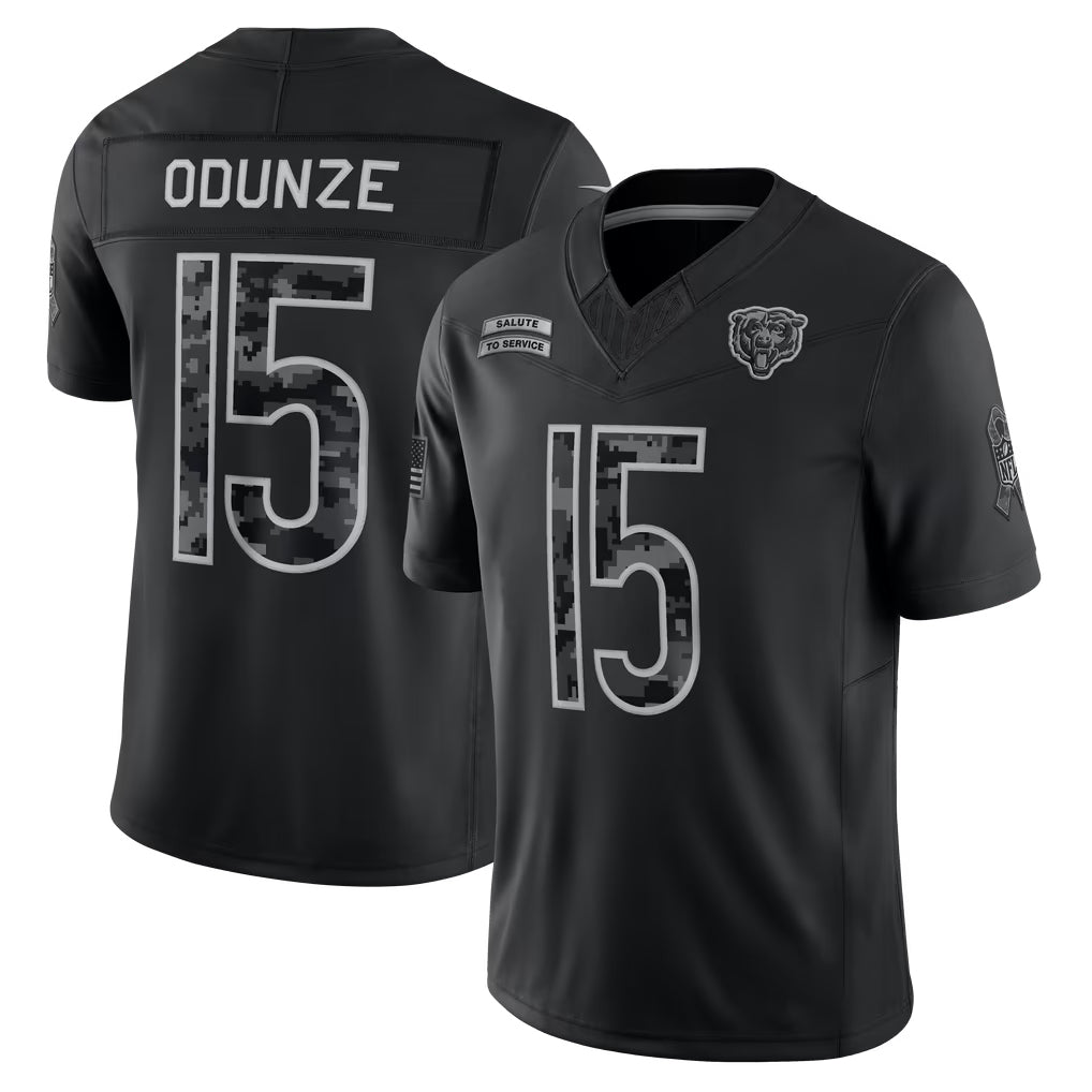 Davalo C.Bears #15 Rome Odunze Player Black Limited 2026 Salute to Service Home Game Stitched Jerseys