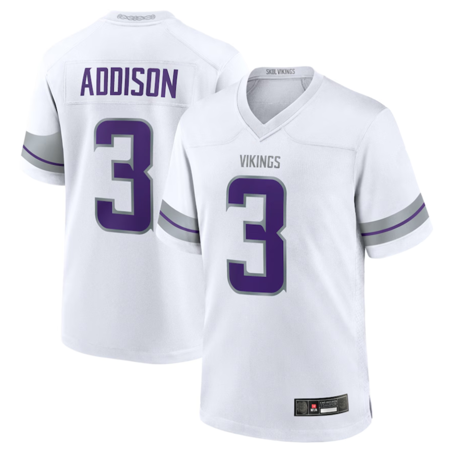Davalo #3 Jordan Addison Player MN.Vikings White Alternate Game Stitched Jerseys
