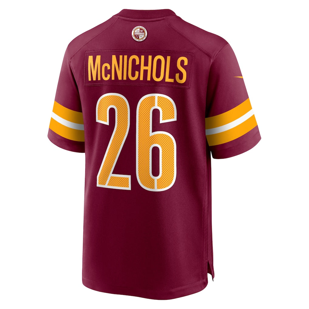 Davalo W.Commanders #26 Jeremy McNichols Burgundy Game Jersey