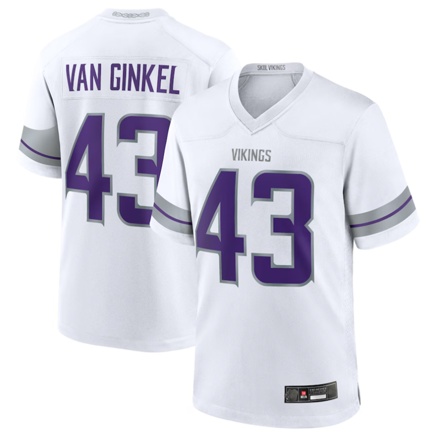 Davalo #43 Andrew Van Ginkel Player MN.Vikings White Alternate Game Stitched Jerseys