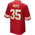 Davalo KC.Chiefs #35 Christian Okoye Red Game Retired Player Jersey