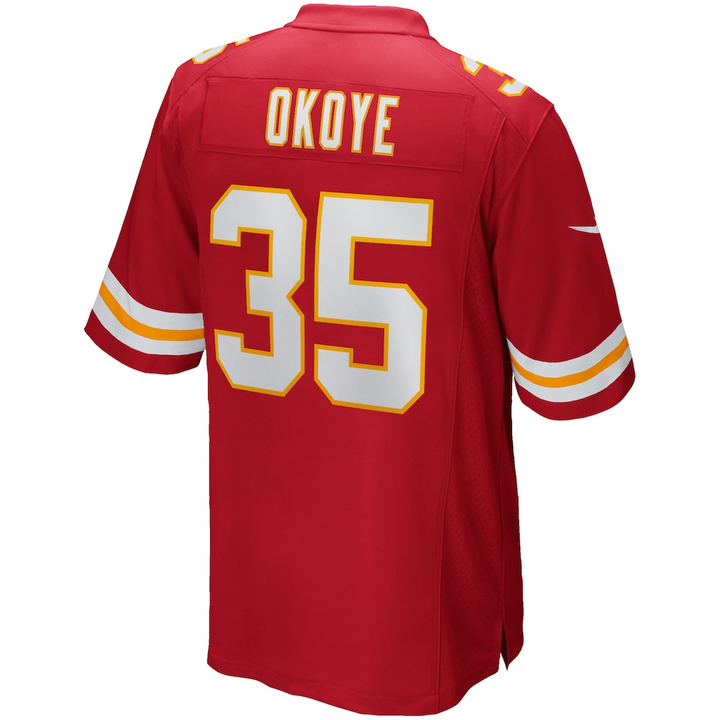 Davalo KC.Chiefs #35 Christian Okoye Red Game Retired Player Jersey
