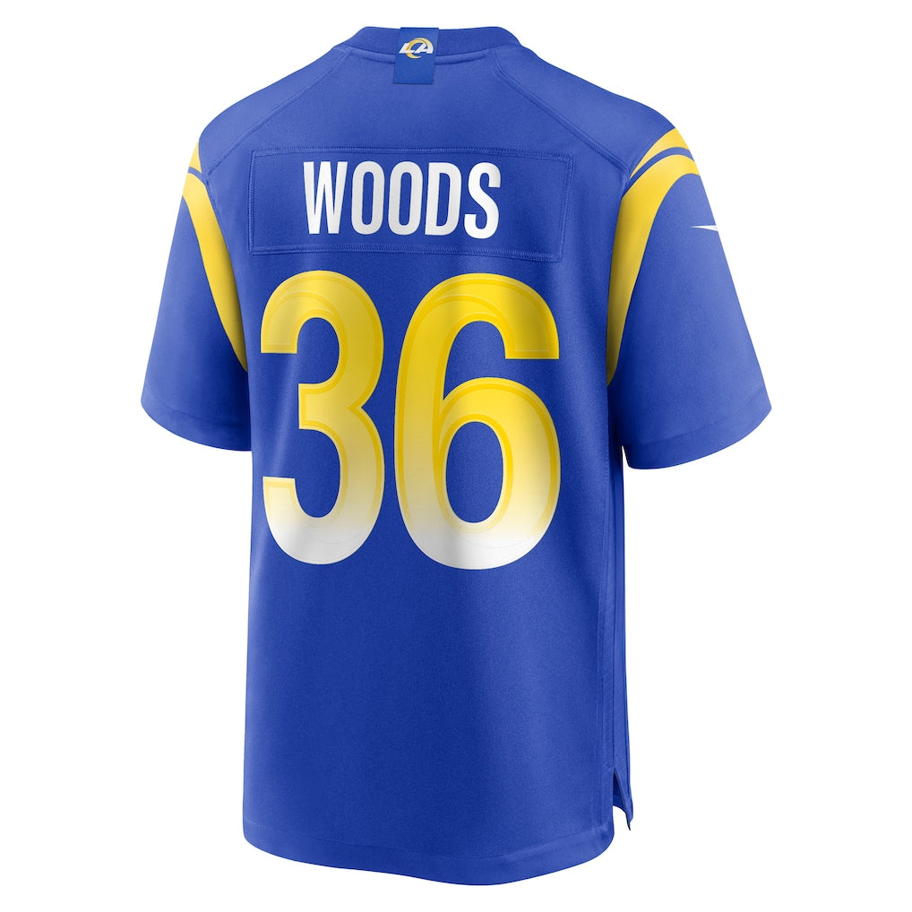 Davalo LA.Rams #36 Charles Woods Royal Game Jersey
