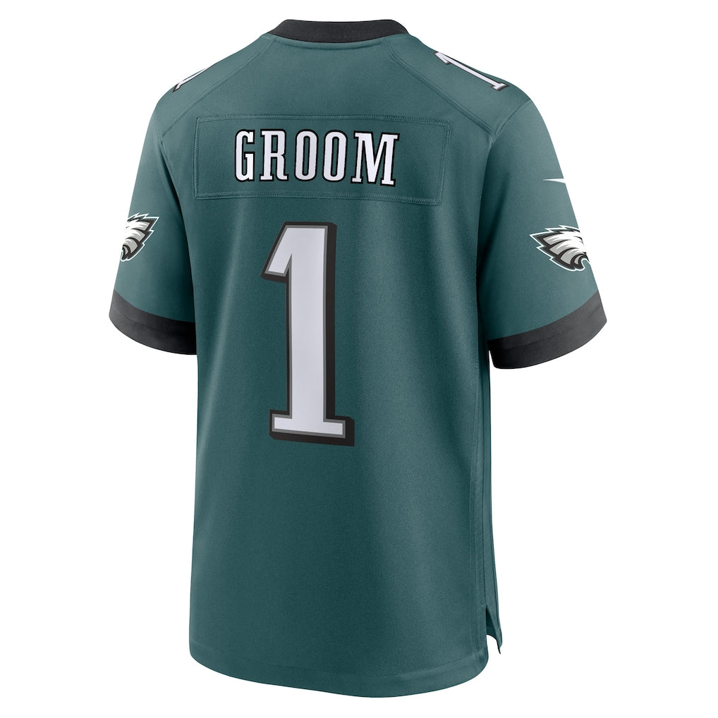 Davalo P.Eagles #1 Groom Midnight Green Team Game Jersey