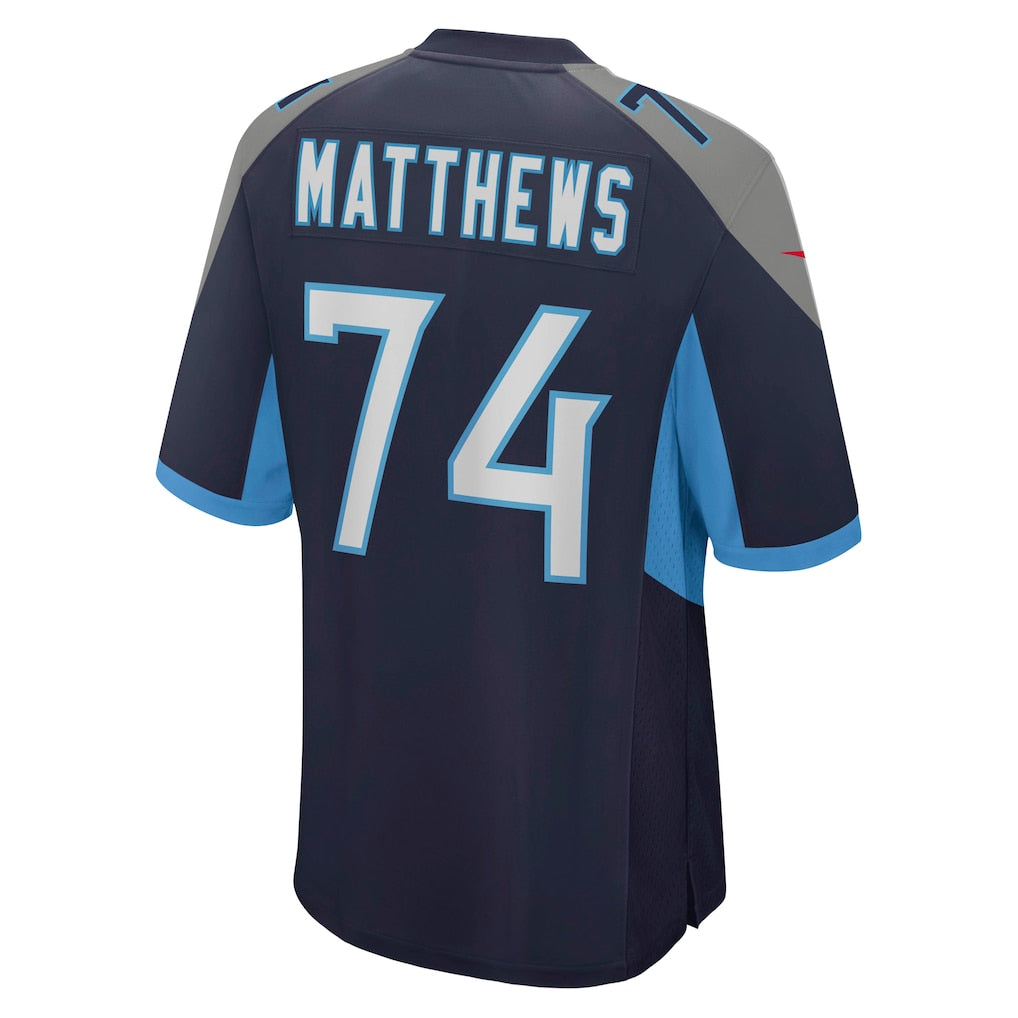 Davalo T.Titans #74 Bruce Matthews Navy Retired Player Jersey