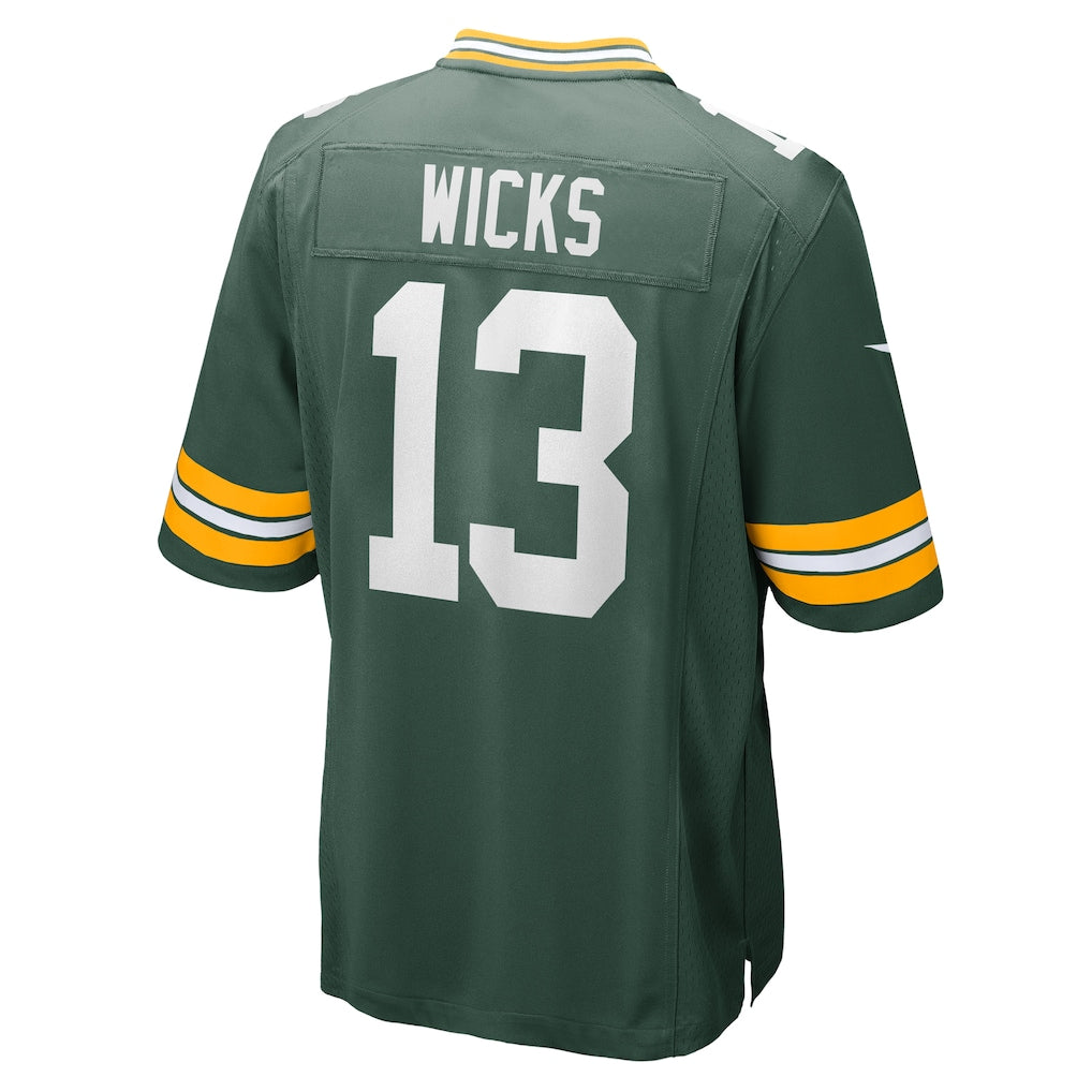 Davalo GB.Packers #13 Dontayvion Wicks Green Game Jersey