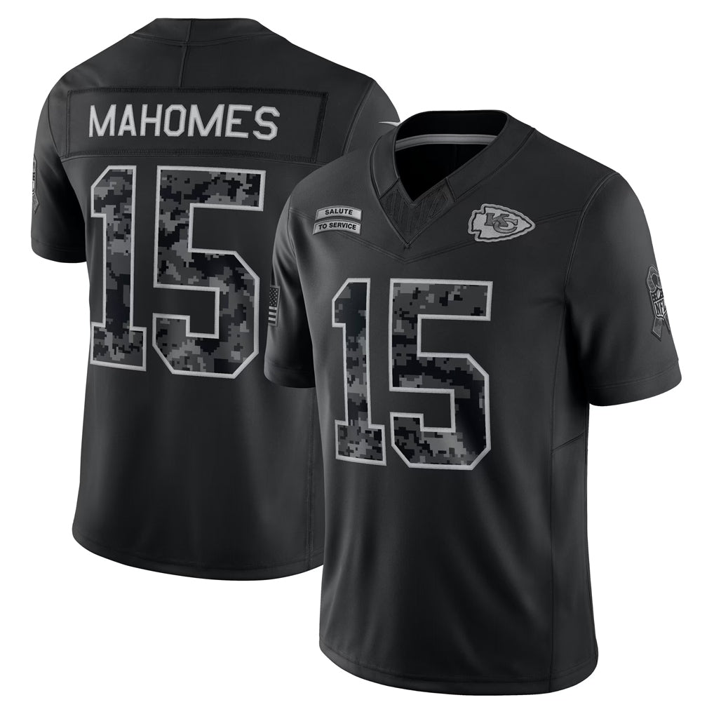Davalo KC.Chiefs #15 Patrick Mahomes Player Black Limited 2026 Salute to Service Home Game Stitched Jerseys