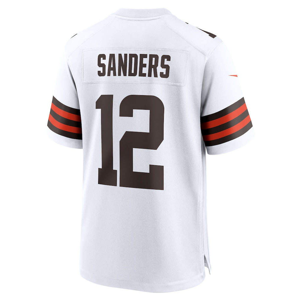 Davalo C.Browns #12 Shedeur Sanders White 2025 NFL Draft Game Jersey