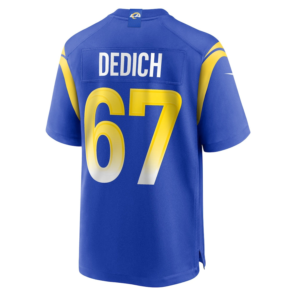 Davalo LA.Rams #67 Justin Dedich Royal Game Jersey