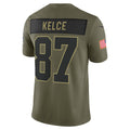 Davalo KC.Chiefs #87 Travis Kelce Olive 2025 Salute to Service Limited Jersey