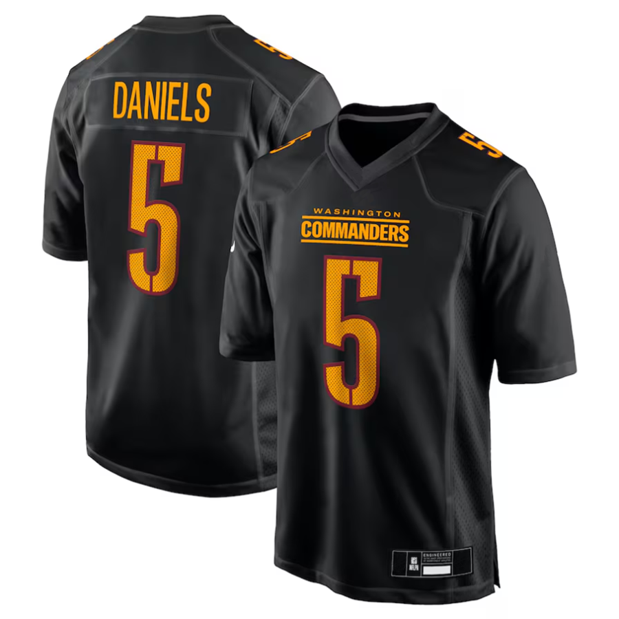 Davalo #5 Jayden Daniels Player W.Commanders Carbon Black Fashion Stitched Jerseys