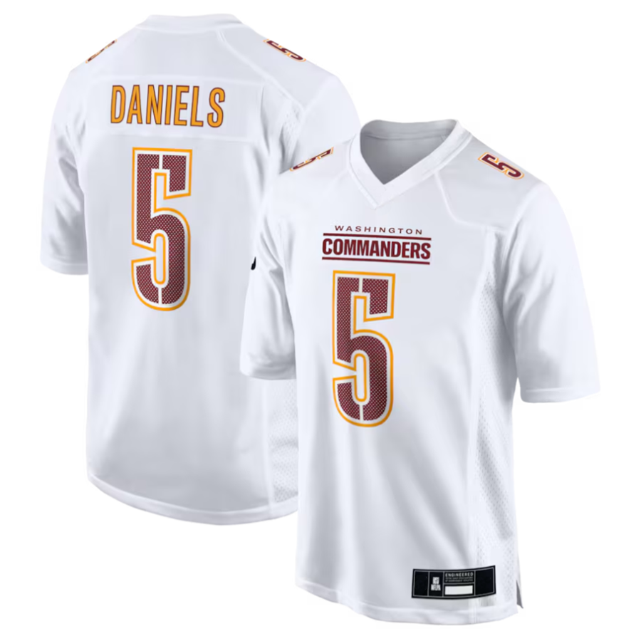 Davalo #5 Jayden Daniels Player W.Commanders Tundra White Fashion Stitched Jerseys