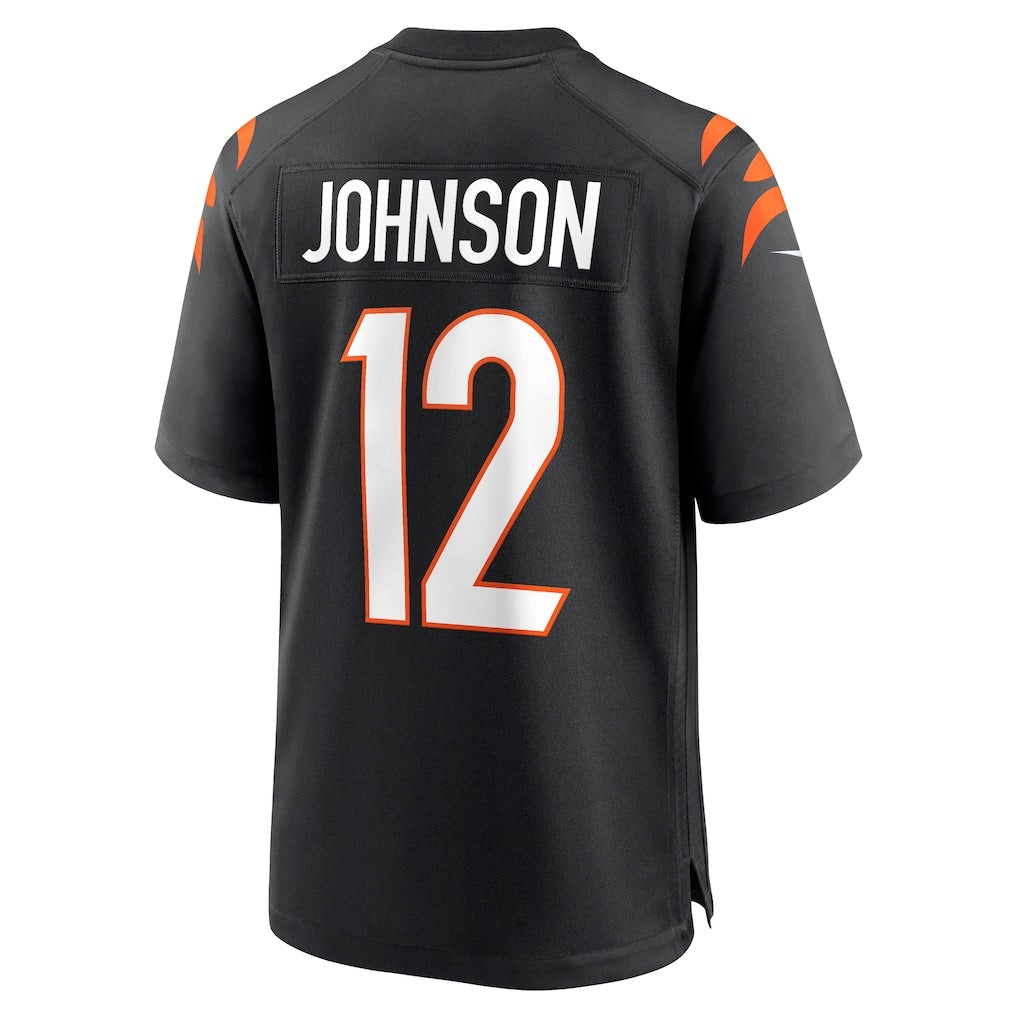 Davalo C.Bengals #12 Tyron Johnson Black Home Game Player Jersey