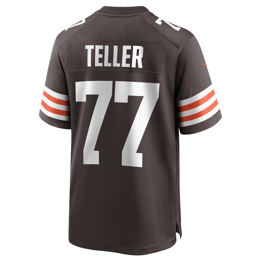 Davalo C.Browns #77 Wyatt Teller Brown Game Jersey