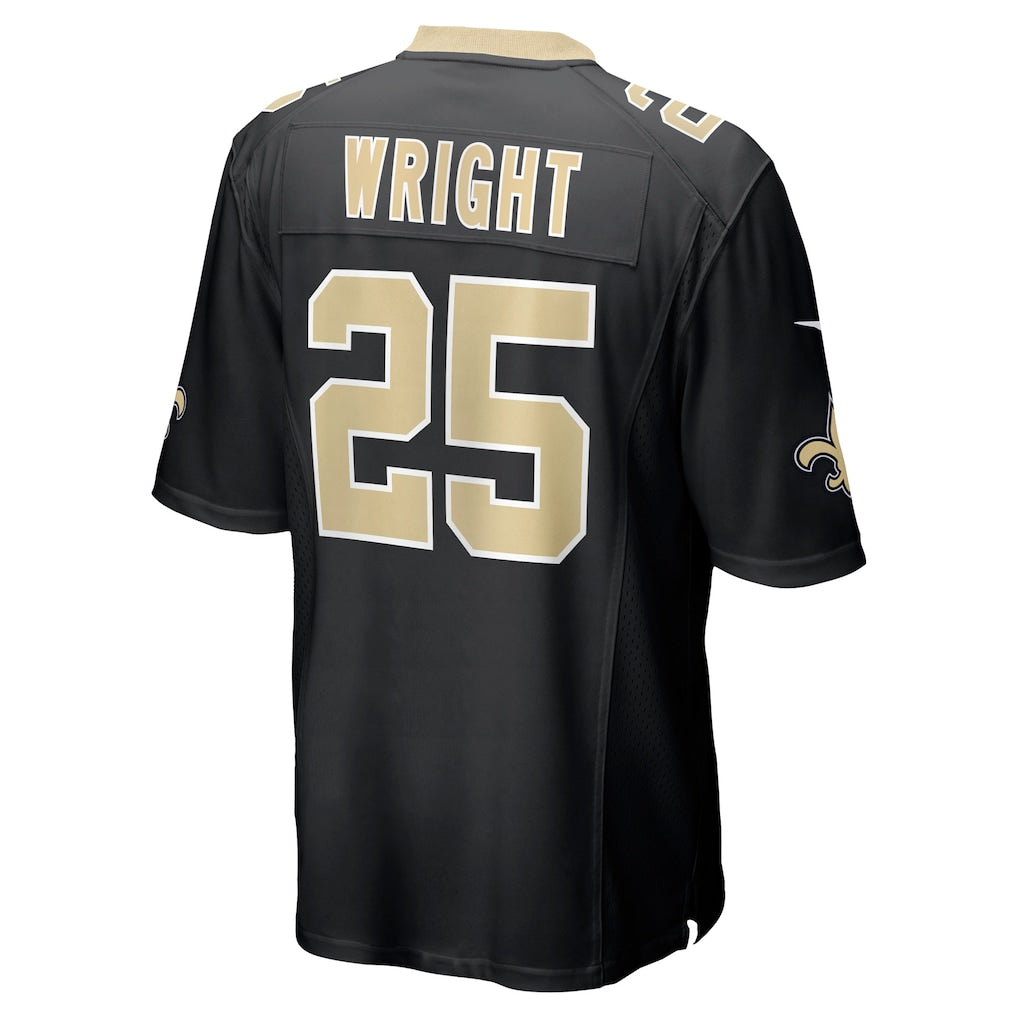 Davalo NO.Saints #25 Rejzohn Wright Black Team Game Jersey