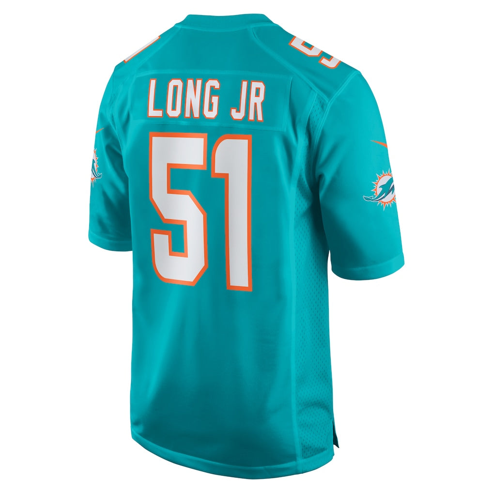 Davalo M.Dolphins #51 David Long Jr. Aqua Game Jersey