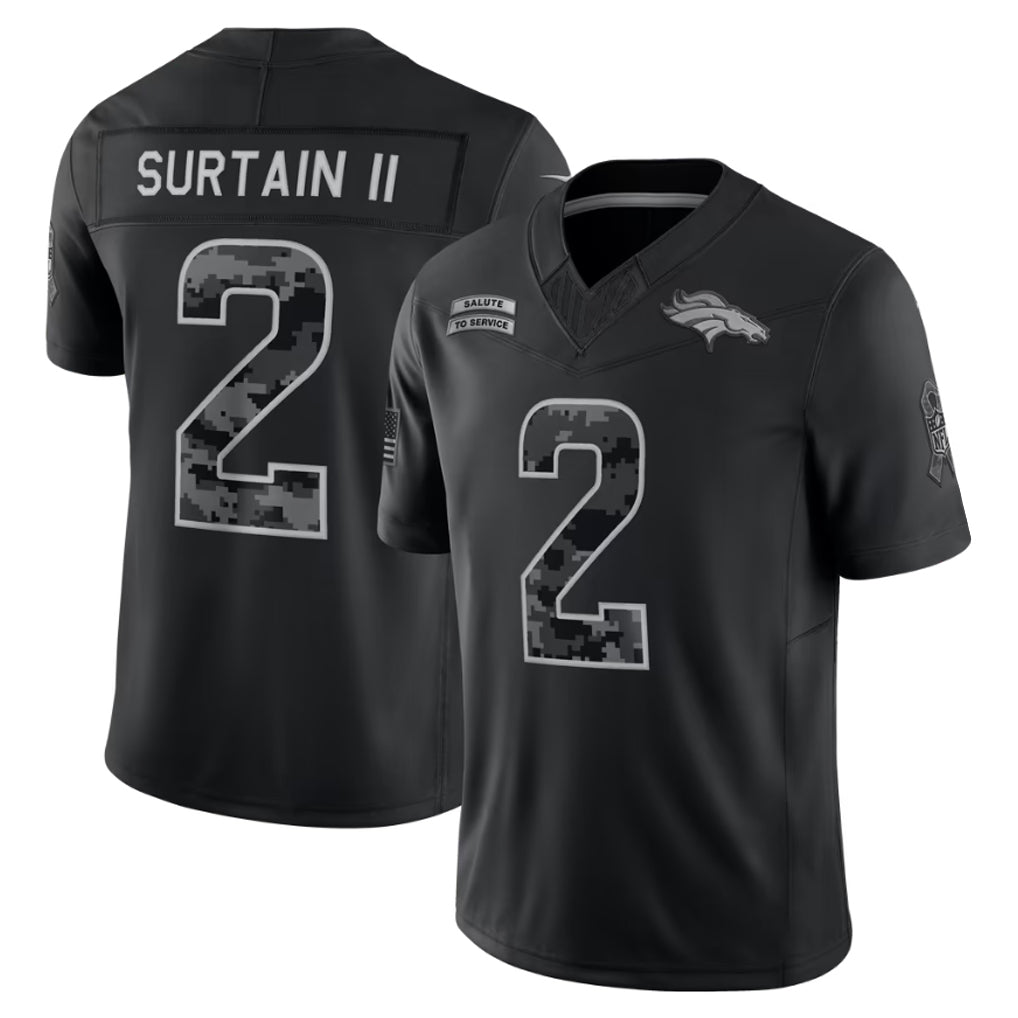 Davalo D.Broncos #2 Patrick Surtain II Player Black Limited 2026 Salute to Service Home Game Stitched Jerseys