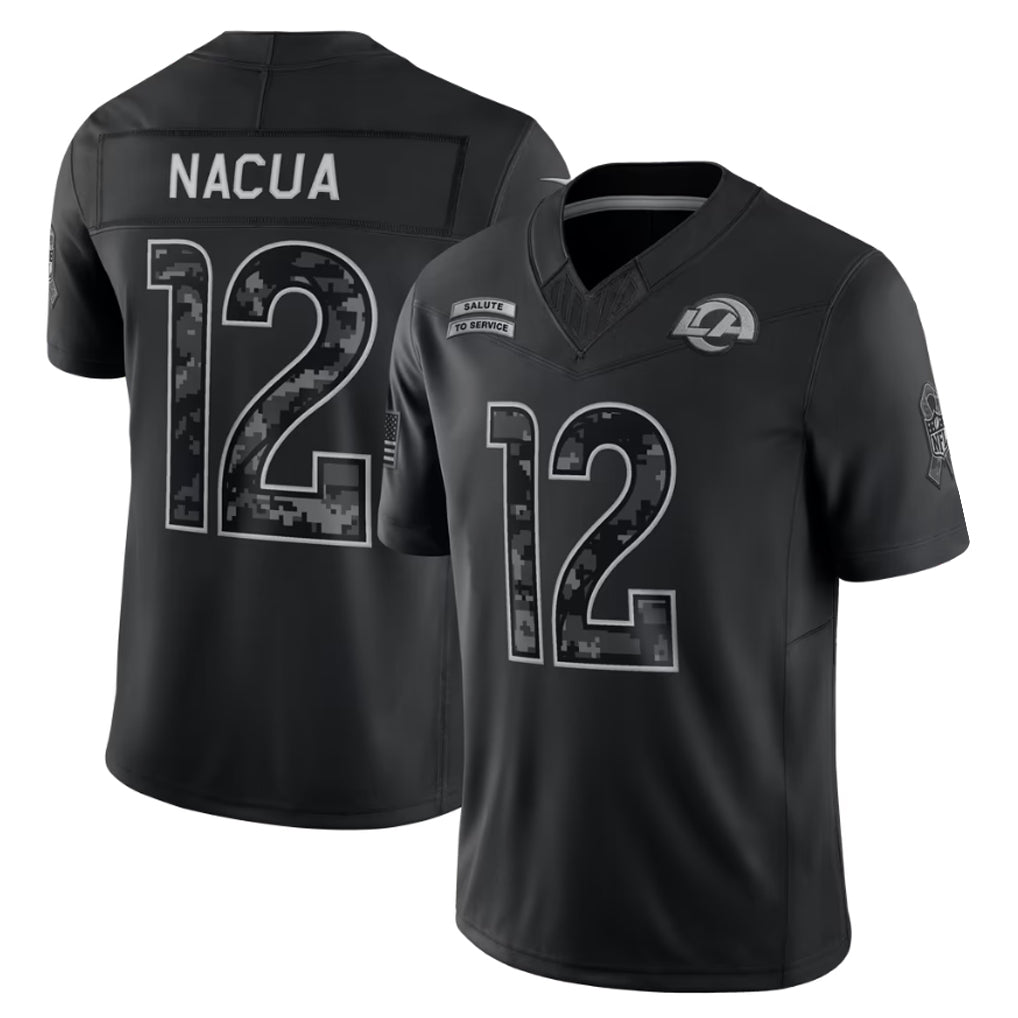 Davalo LA.Rams #12 Puka Nacua Player Black Limited 2026 Salute to Service Home Game Stitched Jerseys