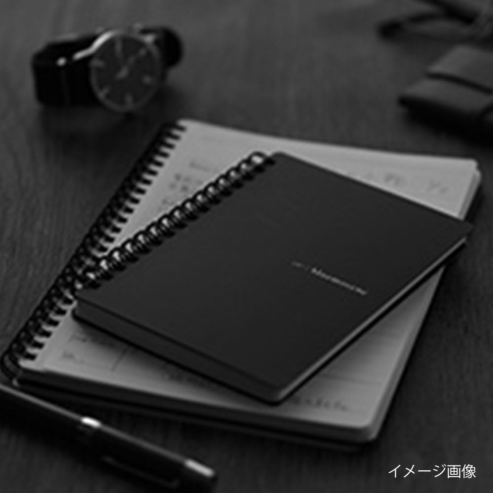 Maruman Mnemosyne Spiral Notebook, A4, 8.27"x11.69", 7mm College Ruled | Professional Black Cover, 140 Lined Pages, Twin-Wire Bound To Lay Flat, Perforated Paper, For School & Office, Made in Japan