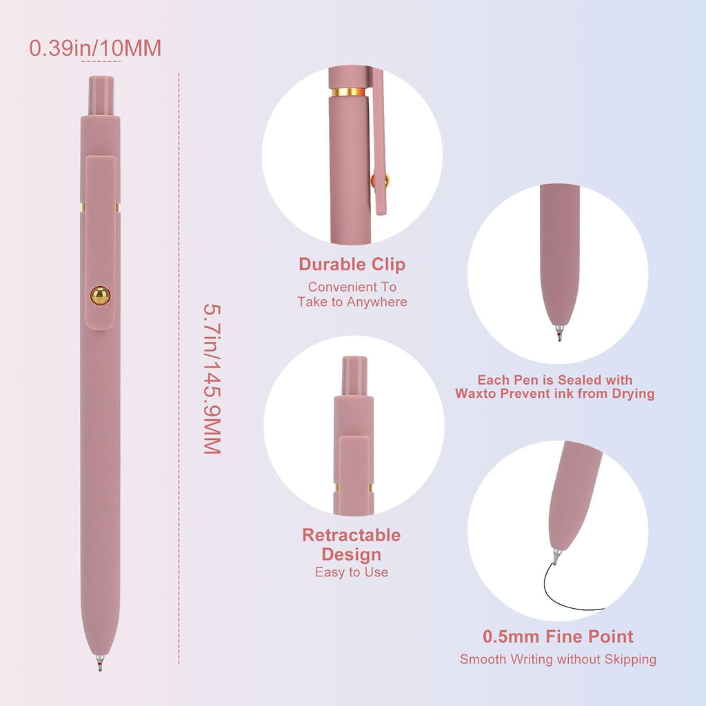 Ddaowanx Gel Pens,6 Pcs 0.5mm Retractable Quick Dry Black Ink Pens | Fine Point Smooth Writing Pens for Nurses,Teachers,Cute Stationery Office&School Supplies,Gifts for Women
