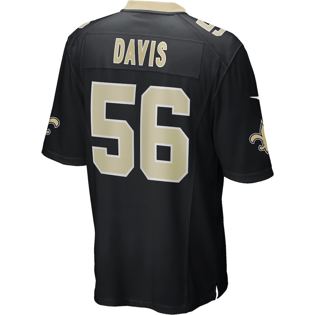 Davalo NO.Saints #56 Demario Davis Black Game Jersey