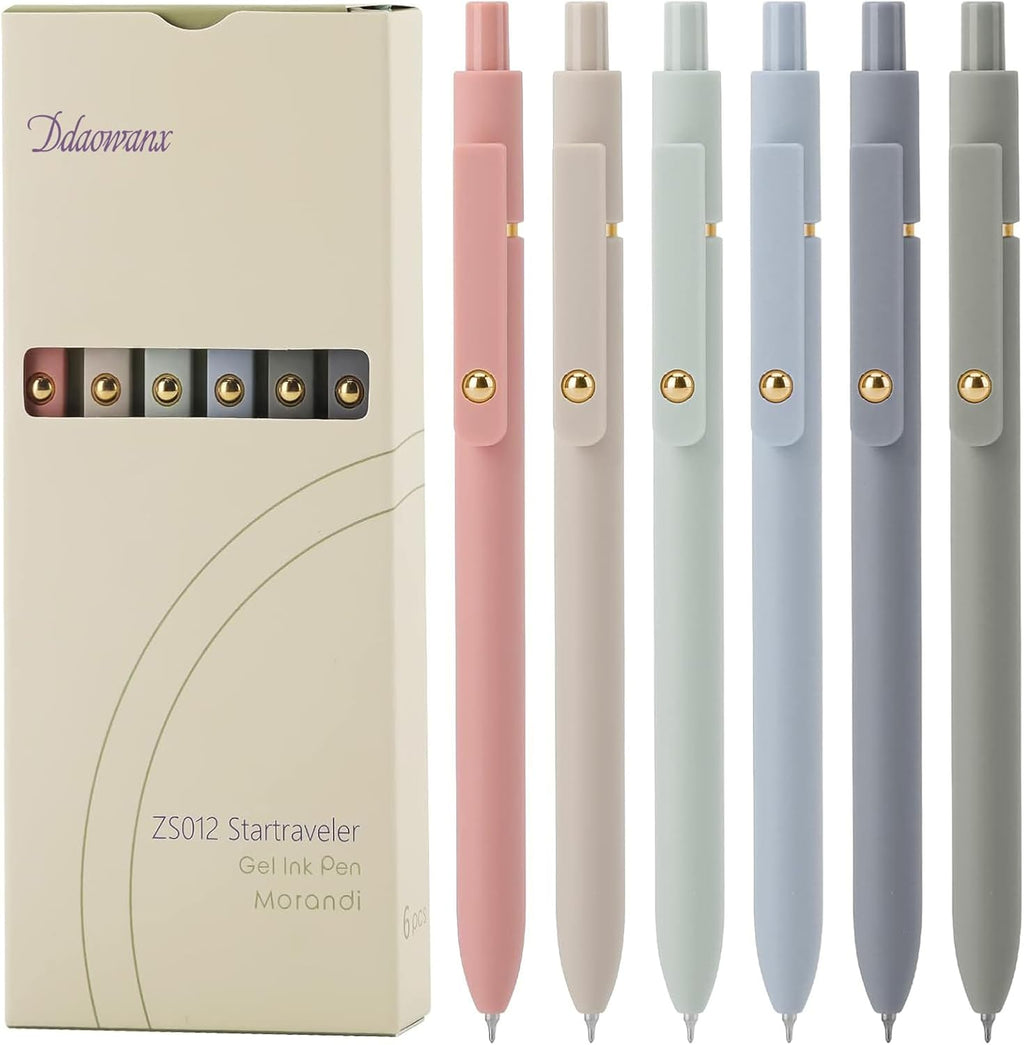 Ddaowanx Gel Pens,6 Pcs 0.5mm Retractable Quick Dry Black Ink Pens | Fine Point Smooth Writing Pens for Nurses,Teachers,Cute Stationery Office&School Supplies,Gifts for Women