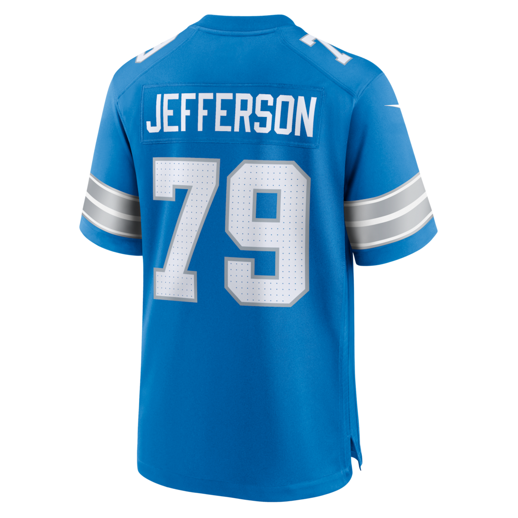 Davalo D.Lions #79 Quinton Jefferson Blue Team Game Jersey