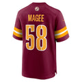 Davalo W.Commanders #58 Jordan Magee Burgundy Game Jersey