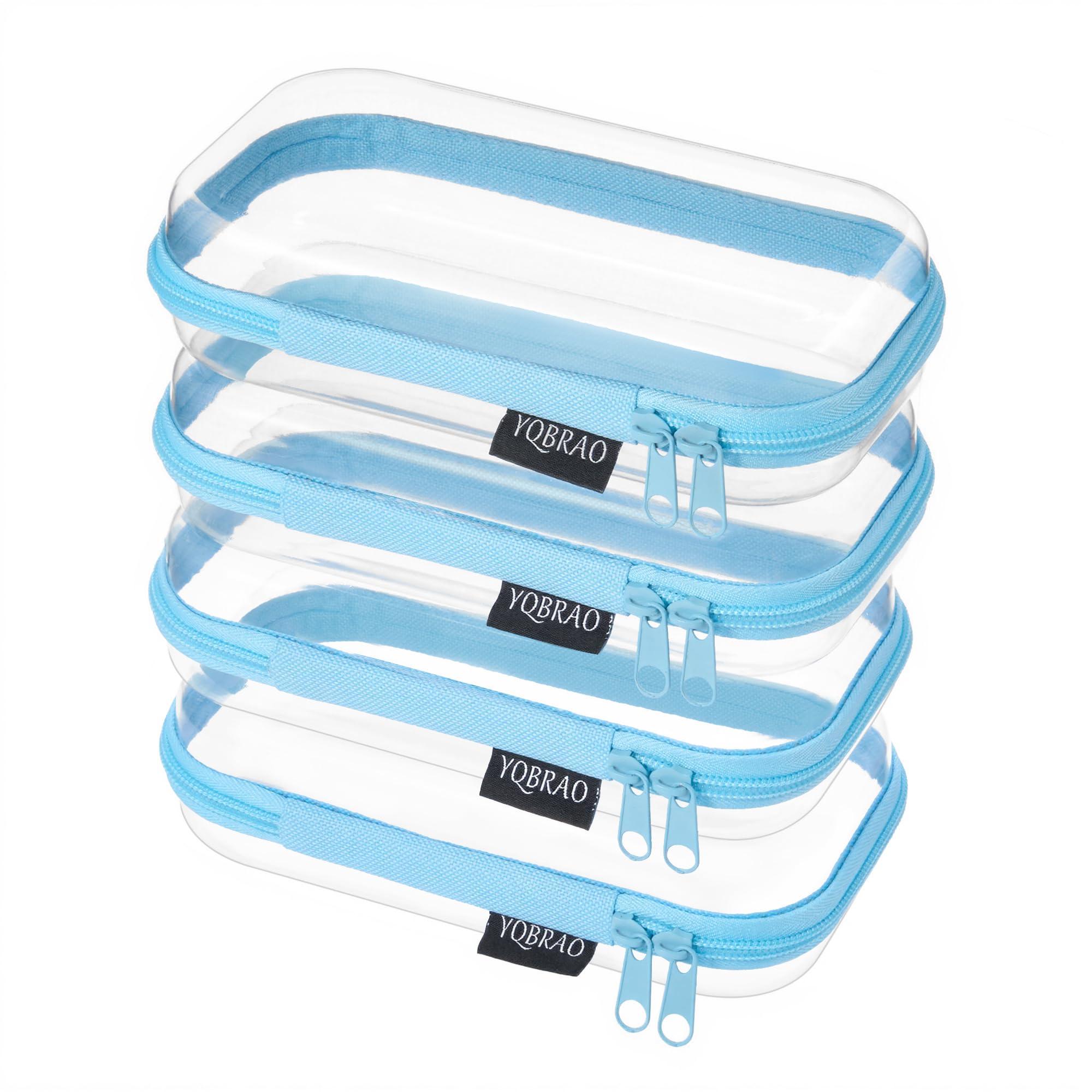 YQBRAO Clear Hard Shell Zipper Cases, 6 Multi-Size Organizers, Green | Rigid clear shells in three practical sizes organize toiletries, cosmetics, cables, stationery and household essentials