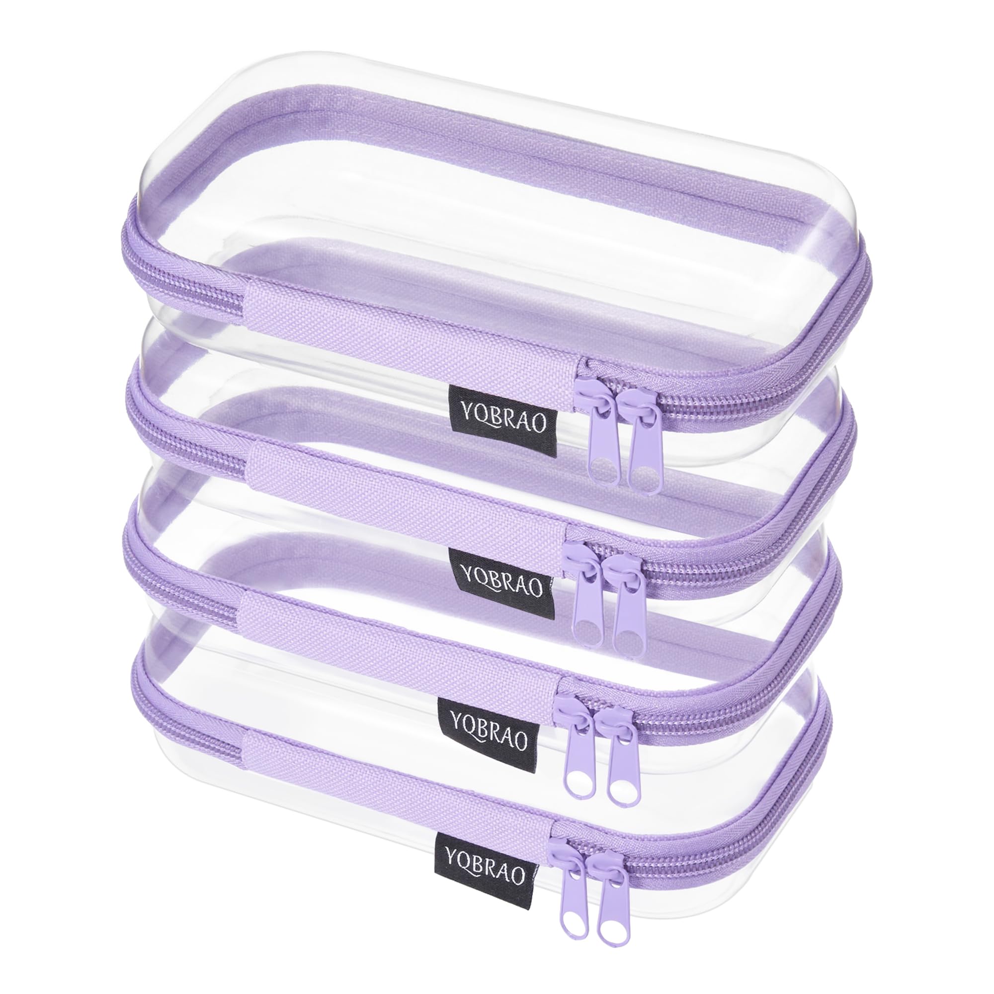 YQBRAO Clear Hard Shell Zipper Cases, 6 Multi-Size Organizers, Green | Rigid clear shells in three practical sizes organize toiletries, cosmetics, cables, stationery and household essentials