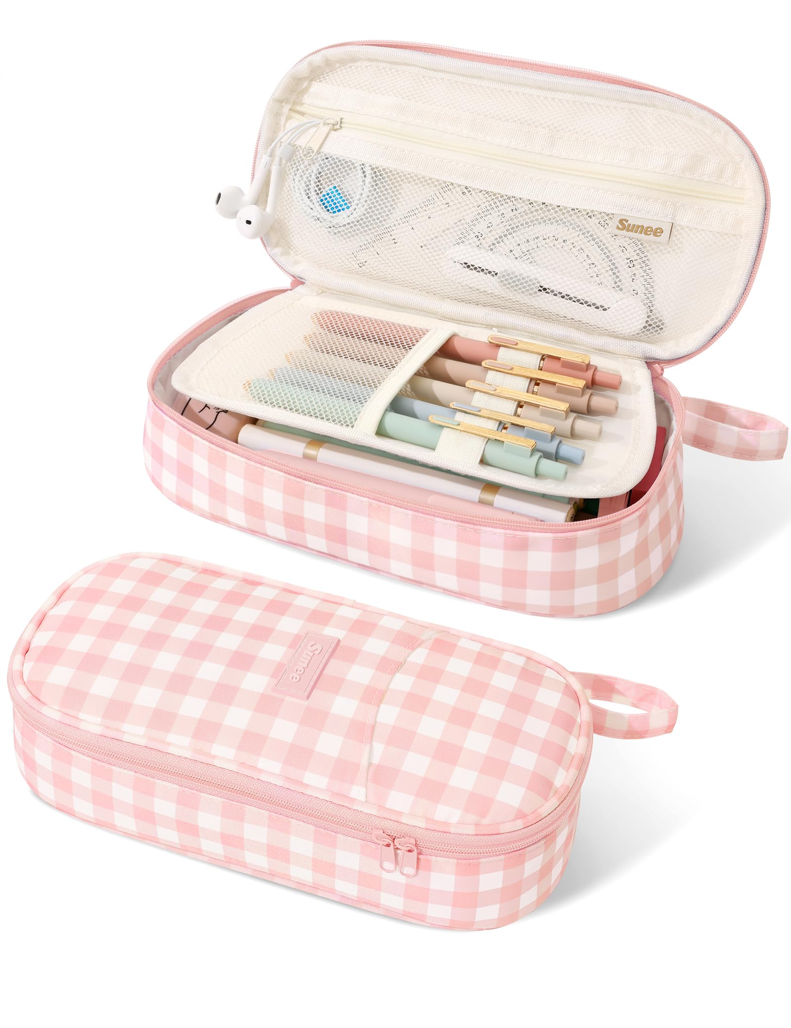 SUNEE Cute Pencil Case, Aesthetic Pen Pouch, Colored Large Pencil Bag with Zipper, Kawaii Stationery Storage and Organizer, School Supplies for Teen and Adult Girls, Blue