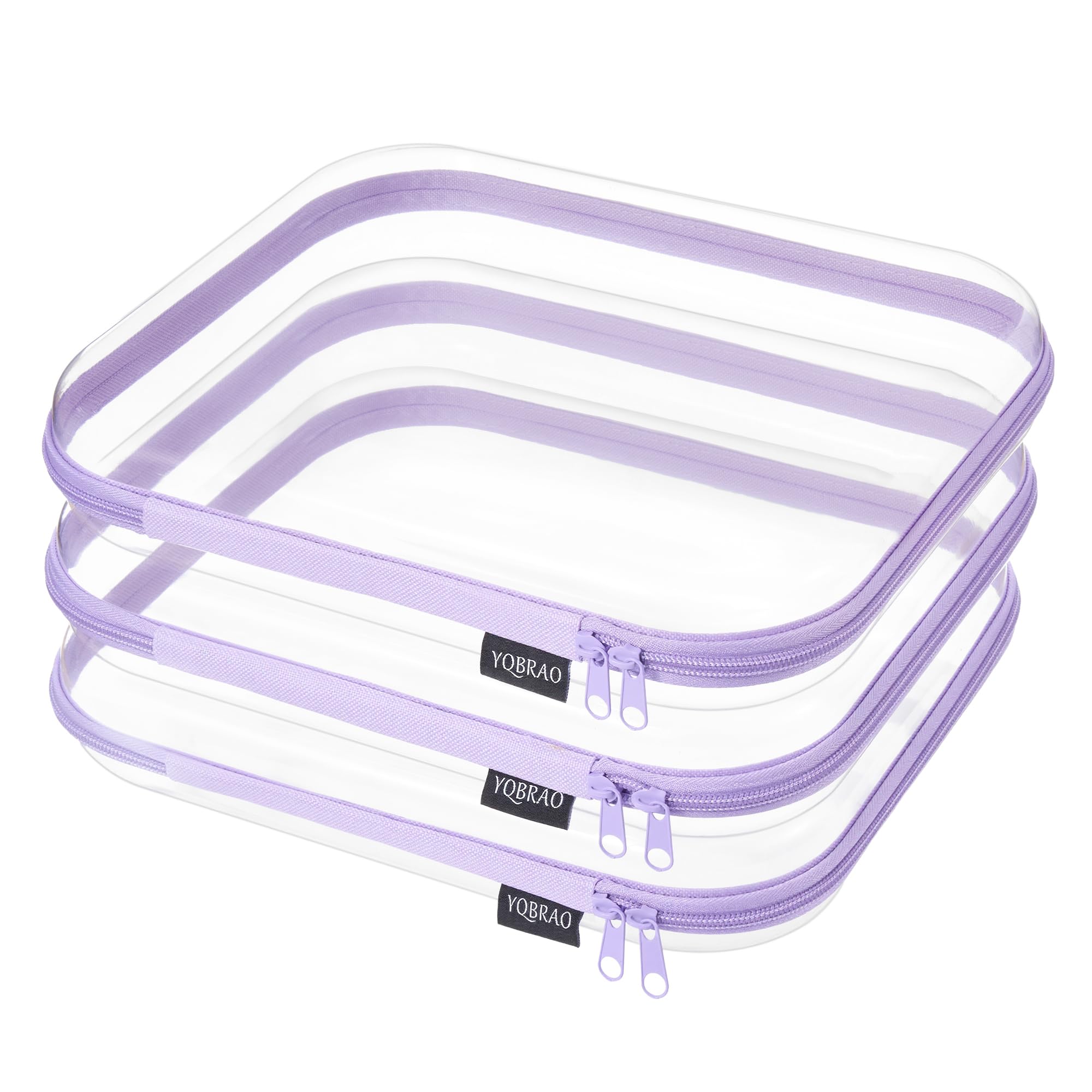 YQBRAO Clear Hard Shell Zipper Cases, 6 Multi-Size Organizers, Green | Rigid clear shells in three practical sizes organize toiletries, cosmetics, cables, stationery and household essentials