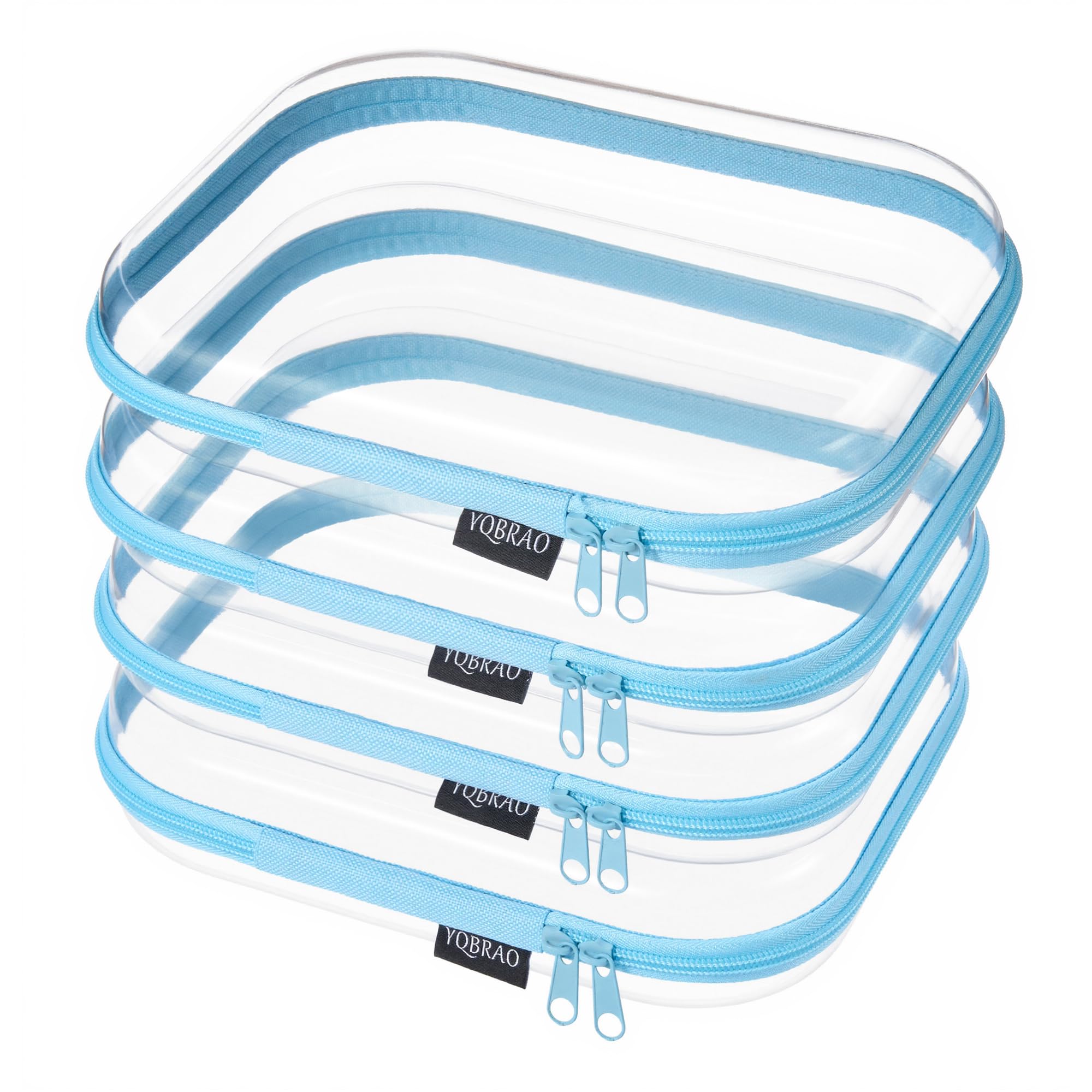 YQBRAO Clear Hard Shell Zipper Cases, 6 Multi-Size Organizers, Green | Rigid clear shells in three practical sizes organize toiletries, cosmetics, cables, stationery and household essentials