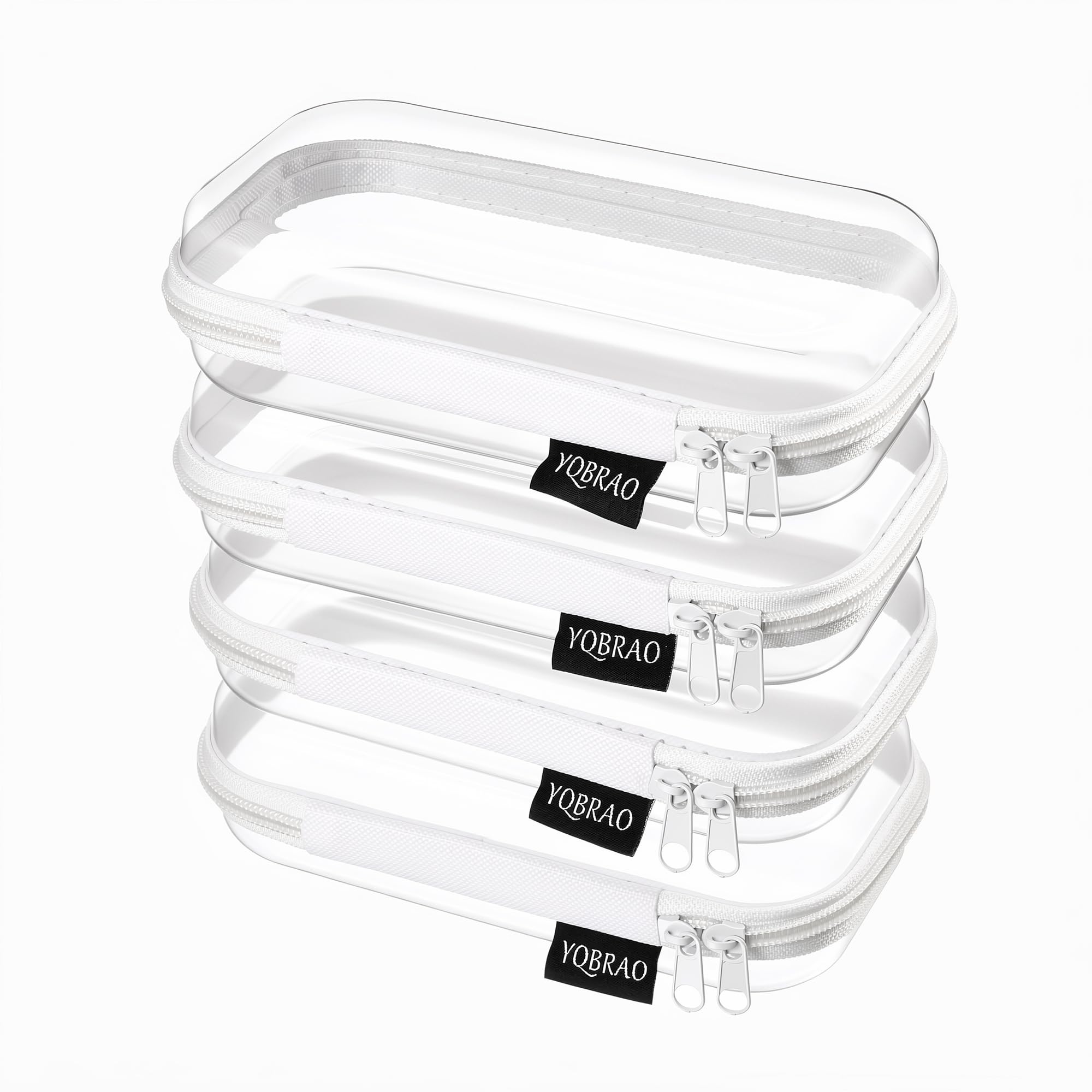 YQBRAO Clear Hard Shell Zipper Cases, 6 Multi-Size Organizers, Green | Rigid clear shells in three practical sizes organize toiletries, cosmetics, cables, stationery and household essentials