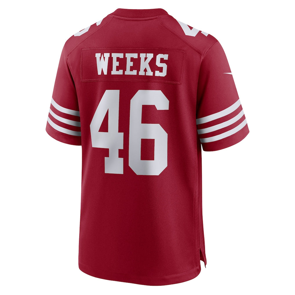Davalo SF.49ers #46 Jon Weeks Scarlet Team Game Jersey