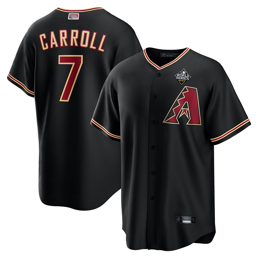 Davalo A.Diamondbacks #7 Corbin Carroll Player Black World Series Replica Personalized Stitched Jerseys