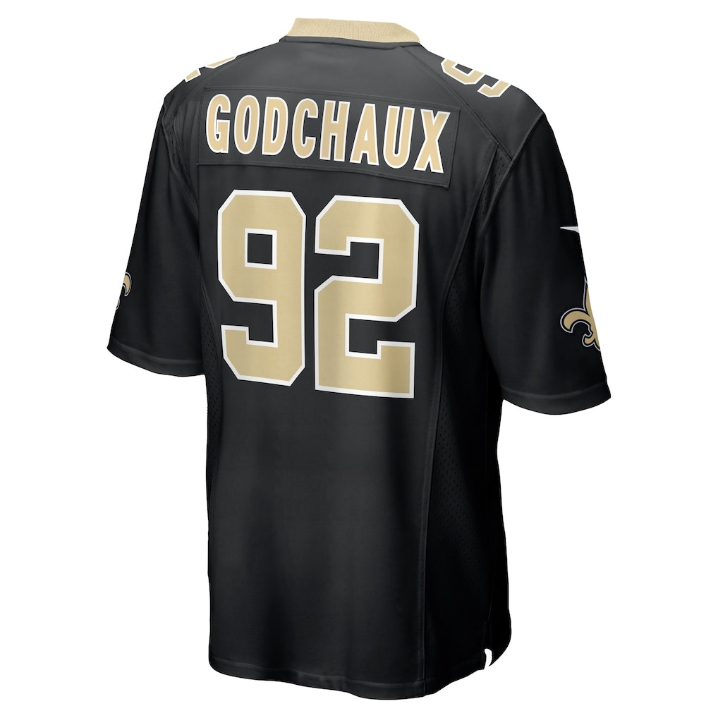 Davalo NO.Saints #92 Davon Godchaux Black Team Game Jersey
