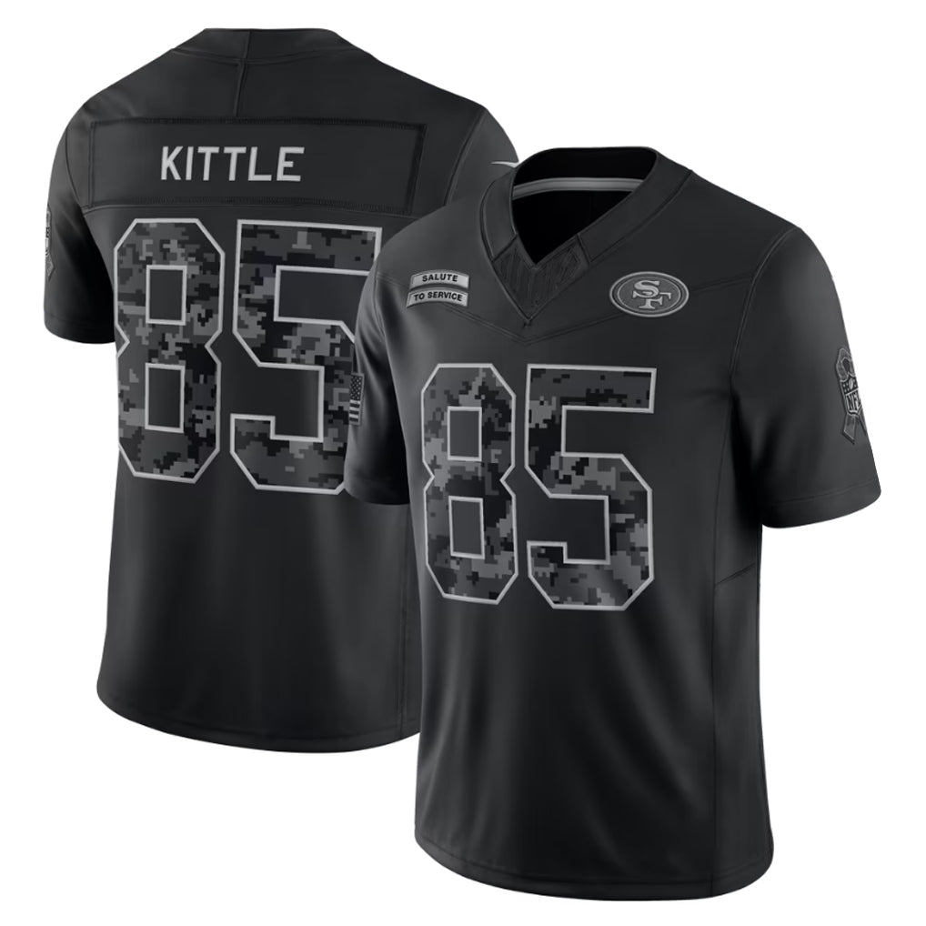 Davalo SF.49ers #85 George Kittle Player Black Limited 2026 Salute to Service Home Game Stitched Jerseys