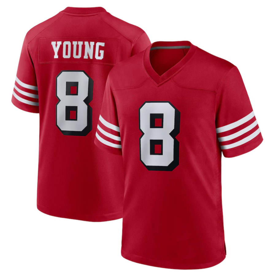 Davalo #8 Steve Young Player SF.49ers Scarlet Alternate Game Stitched Jerseys