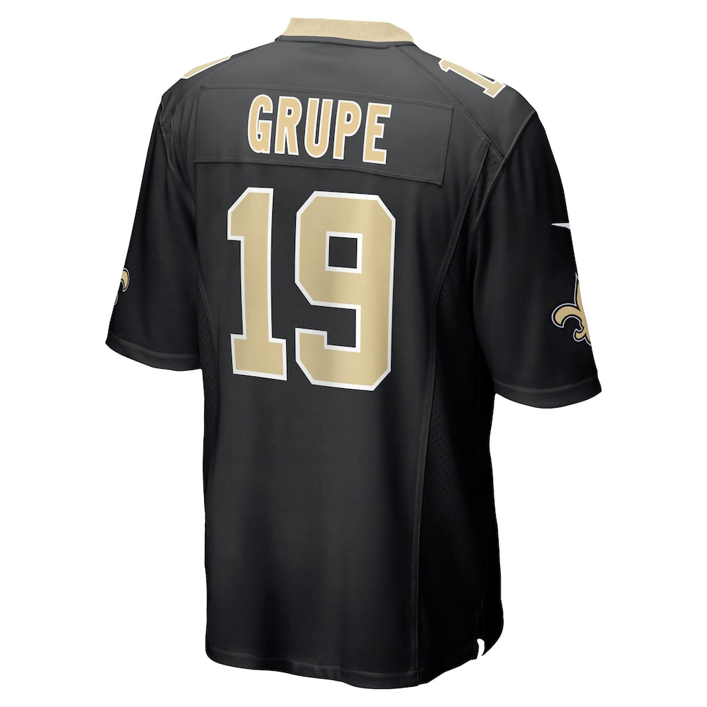 Davalo NO.Saints #19 Blake Grupe Black Team Game Jersey